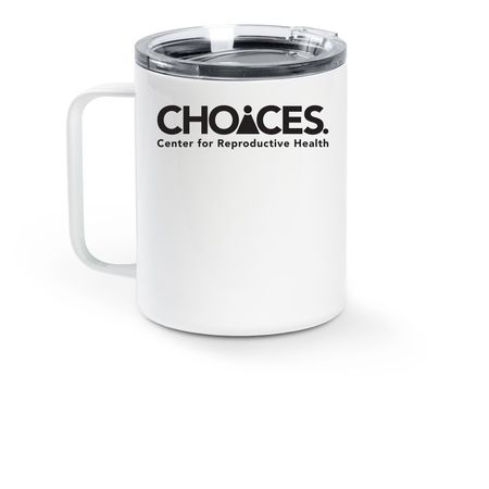 Bass Pro Abortion, a White Stainless Steel Travel Mug (back-view)