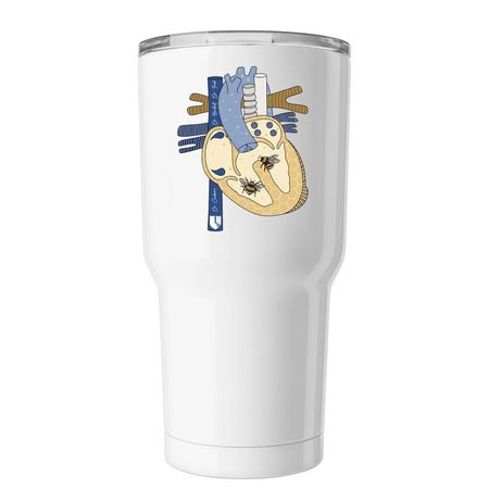 Owen Strong tumbler non-bold lettering, a White Insulated Tumbler (back-view)