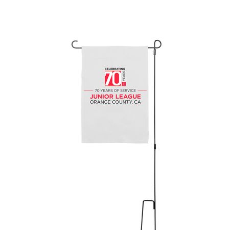 JLOCC 70th Celebration Yard Flag, a White 12" x 18" Yard Flag with Stake