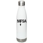 MFSA Water Bottle, a White Stainless Steel Water Bottle (back-view)