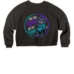Feral and Fun, a Black Women's Premium Cropped Raglan Sweatshirt (back-view)