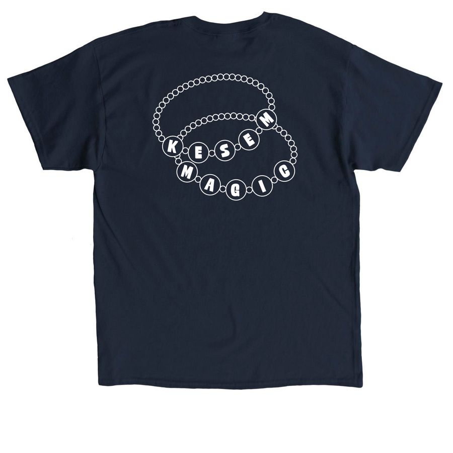 Kesem Friendship Bracelet, a Navy Classic Unisex Tee (back-view)