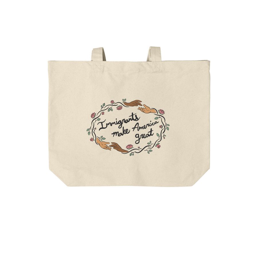 Immigrants Make America Great, a Natural Cotton Canvas Tote Bag
