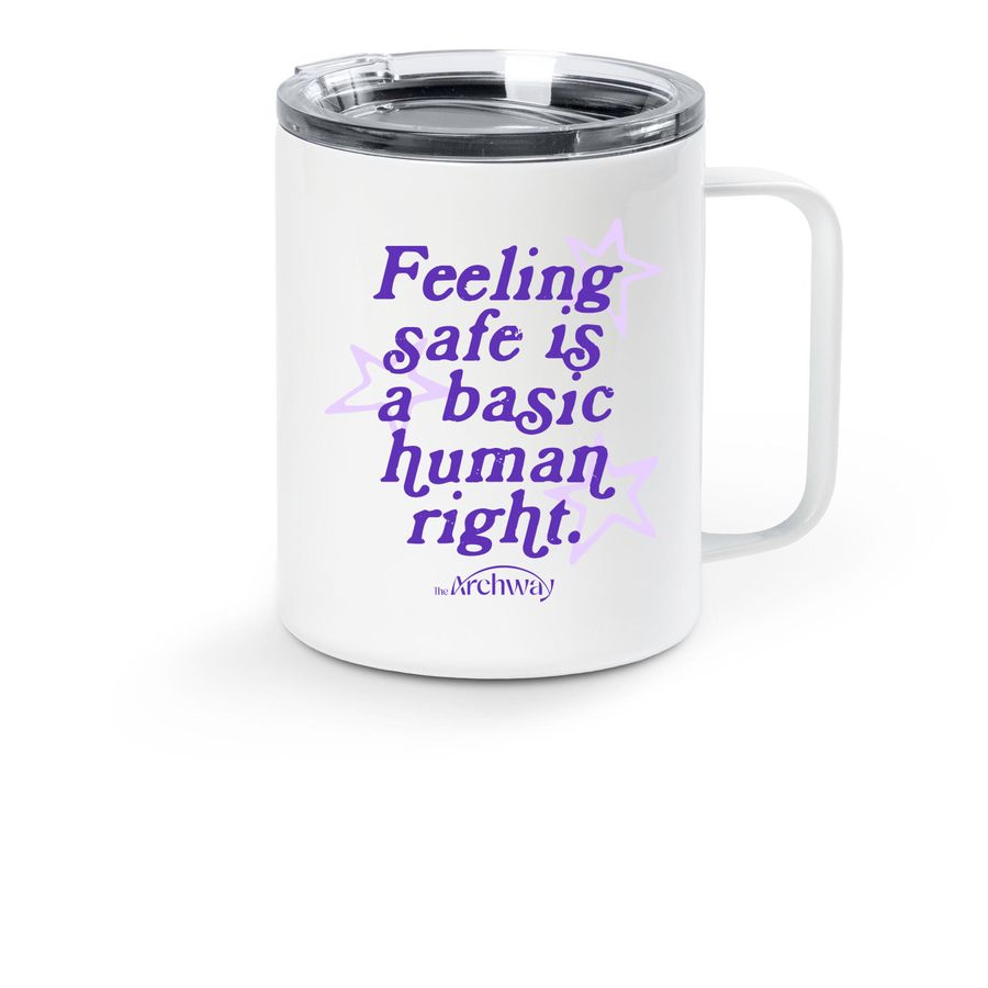Feeling Safe - Mug, a White Stainless Steel Travel Mug