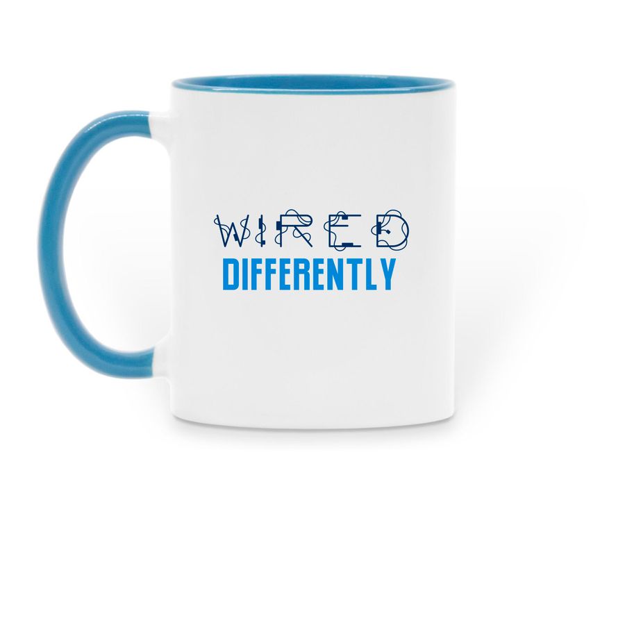 Wired Differently Mug, a Light Blue Two-Tone Ceramic Mug (back-view)