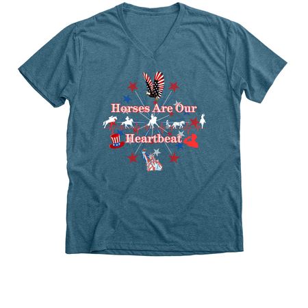 Star Spangled Heartbeat Logo, a Heather Deep Teal Premium V-Neck Tee