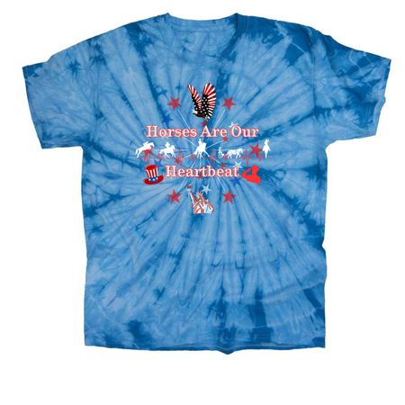 Star Spangled Heartbeat Logo, a Baby Blue Classic Tie Dye Tee