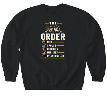 The order, a Black Softstyle Crewneck Sweatshirt