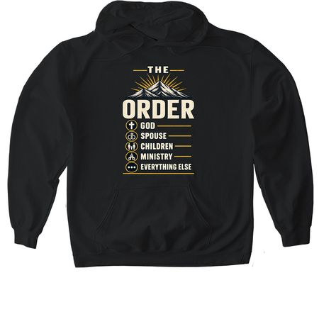 The order, a Black Gildan Softstyle Pullover Hoodie