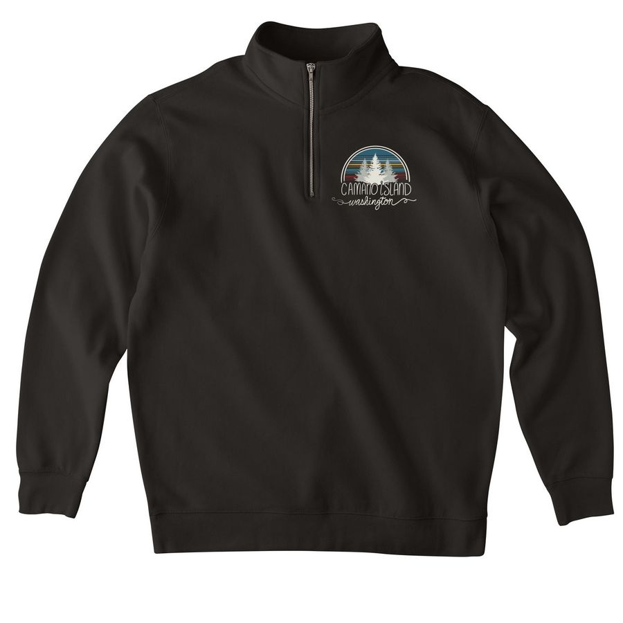 3/4 Zip Camano Island Sweatshirt, a Black Midweight Quarter Zip Pullover