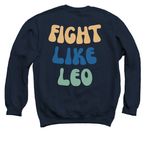 FIGHT LIKE LEO, a Navy Crewneck Sweatshirt (back-view)