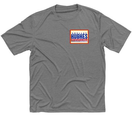 CHOOSE HUGHES Pocket Logo Tops, a Grey Concrete Heather Classic Performance Tee