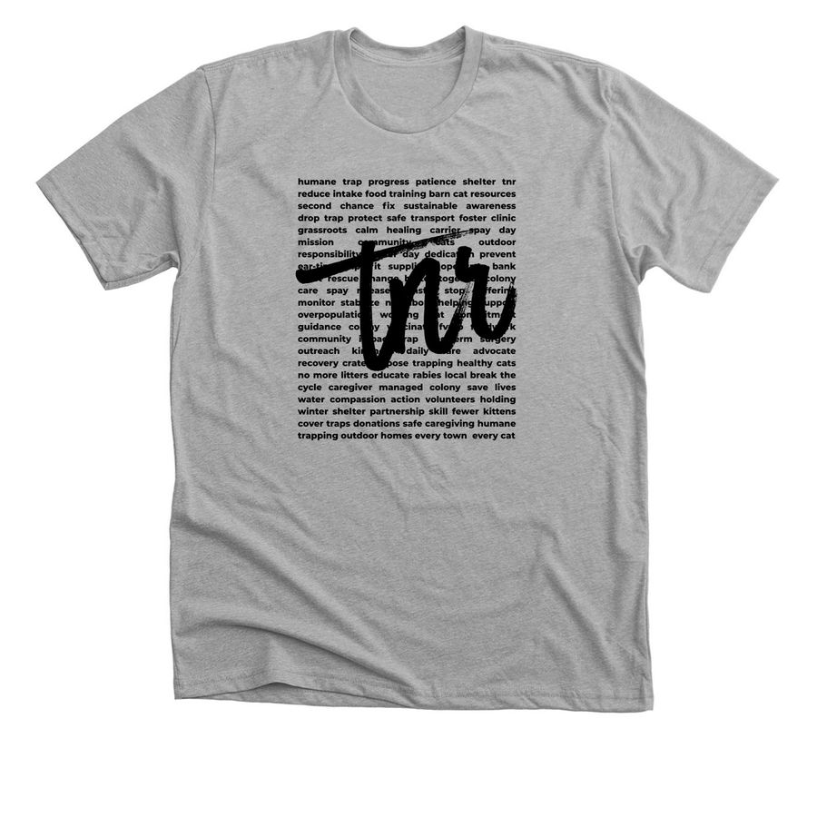 tnr word cloud, a Athletic Heather Premium Unisex Tee