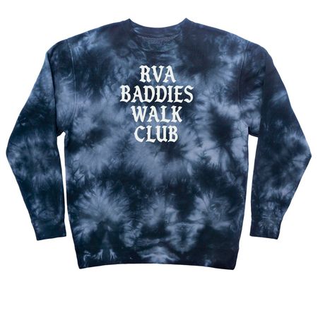 RVA BADDIES WALK CLUB CLOTHES, a Black Tie Dye Crewneck Sweatshirt