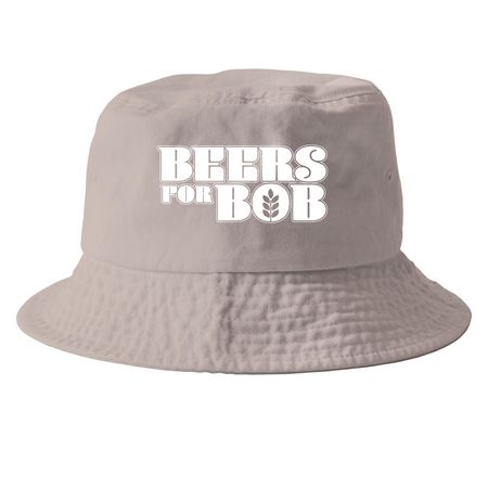 Hats for Bob - White Logo, a Khaki Printed Bucket Hat