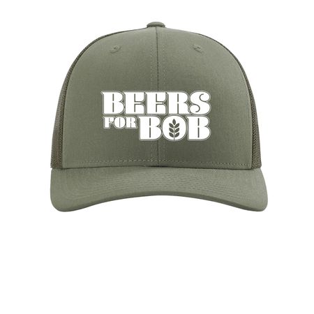 Hats for Bob - White Logo, a Loden Printed Snapback Trucker Cap