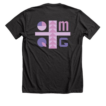 2026 OMQG Plus w/ logo (2-sided), a Dark Grey Heather Premium Unisex Tee (back-view)
