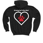 Junior Volunteer Gear, a Black Youth Pullover Hoodie (back-view)