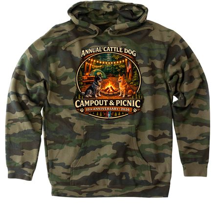 11th Annual Cattle Dog Campout & Picnic, a Forest Camo Heavyweight Camo Pullover Hoodie