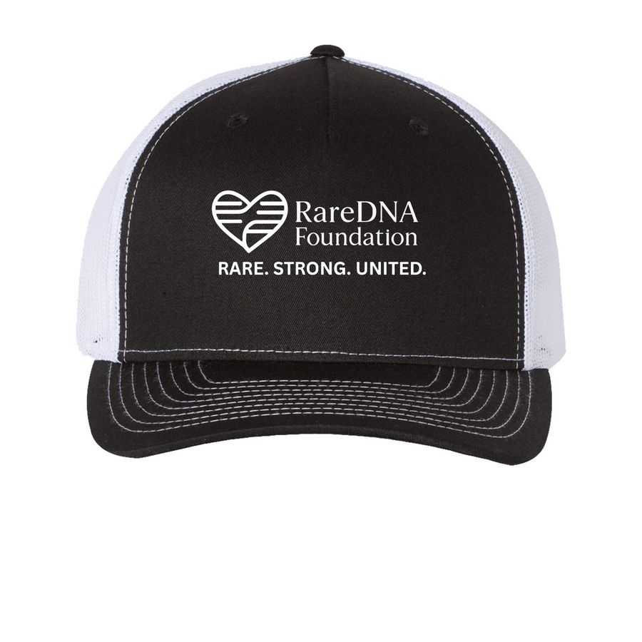 RareDNA Foundation Trucker Hat, a Black/ White Printed Five-Panel Trucker Cap