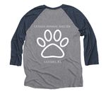 Basic, a Vintage Navy and Premium Heather 3/4 Sleeve Baseball Tee (back-view)