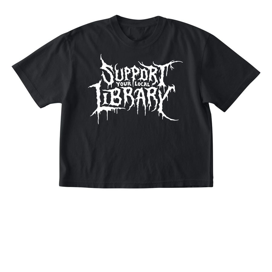 Support Your Local Library crop top, a Black Comfort Colors Boxy Tee