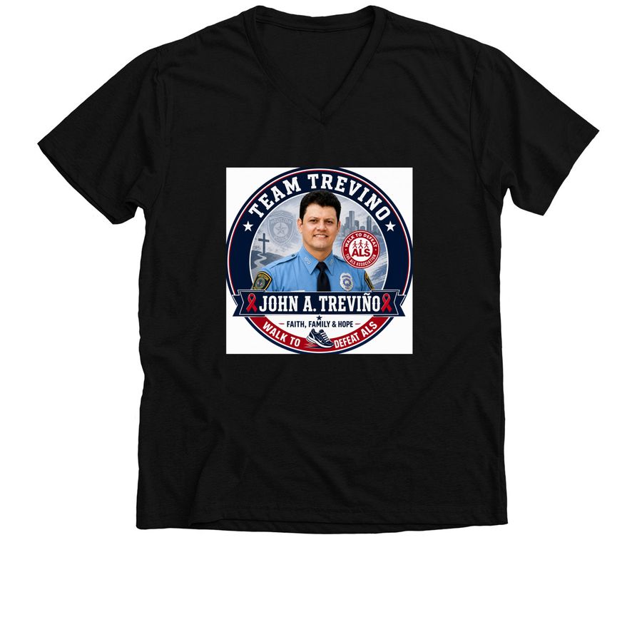 TEAM JOHN A TREVINO, a Solid Black Blend Premium V-Neck Tee