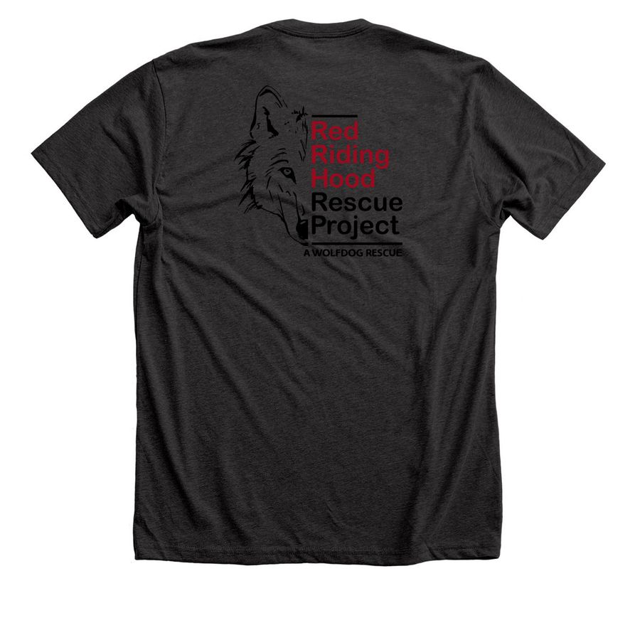 Okami&nbsp;, a Dark Grey Heather Premium Unisex Tee (back-view)