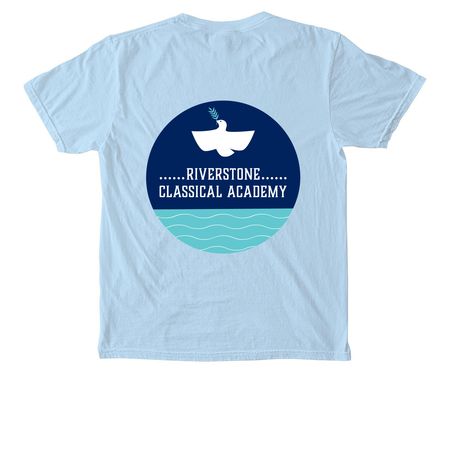 Official Logo Shirt, a Chambray Comfort Colors Pocket Tee (back-view)