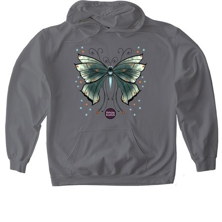 Whimsy Butterfly Wearables, a Charcoal Gildan Softstyle Pullover Hoodie