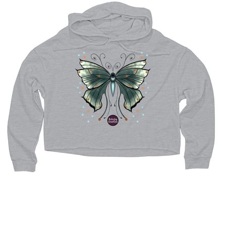 Whimsy Butterfly Wearables, a Grey Heather Women?s Lightweight Cropped Hoodie