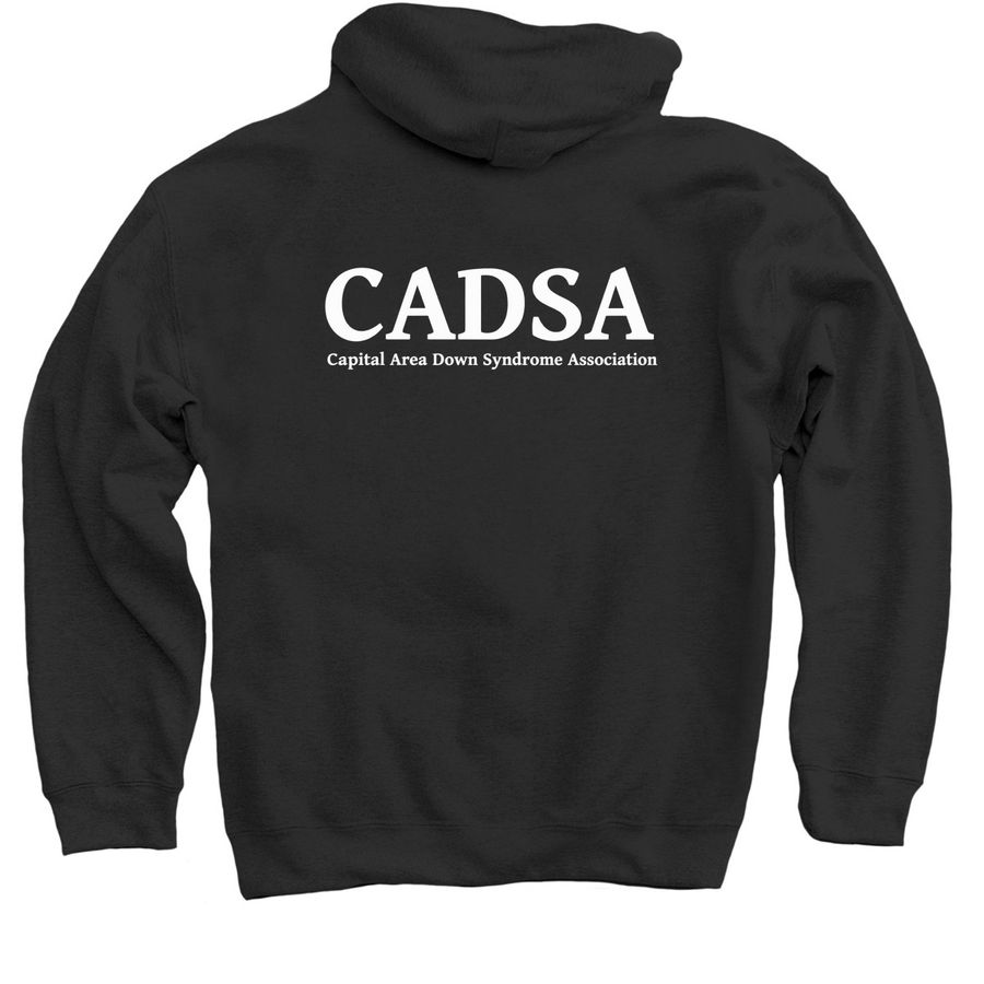 Color logo on dark colors, a Black Pullover Hoodie (back-view)