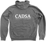 Color logo on dark colors, a Deep Heather Zip Up Hoodie (back-view)