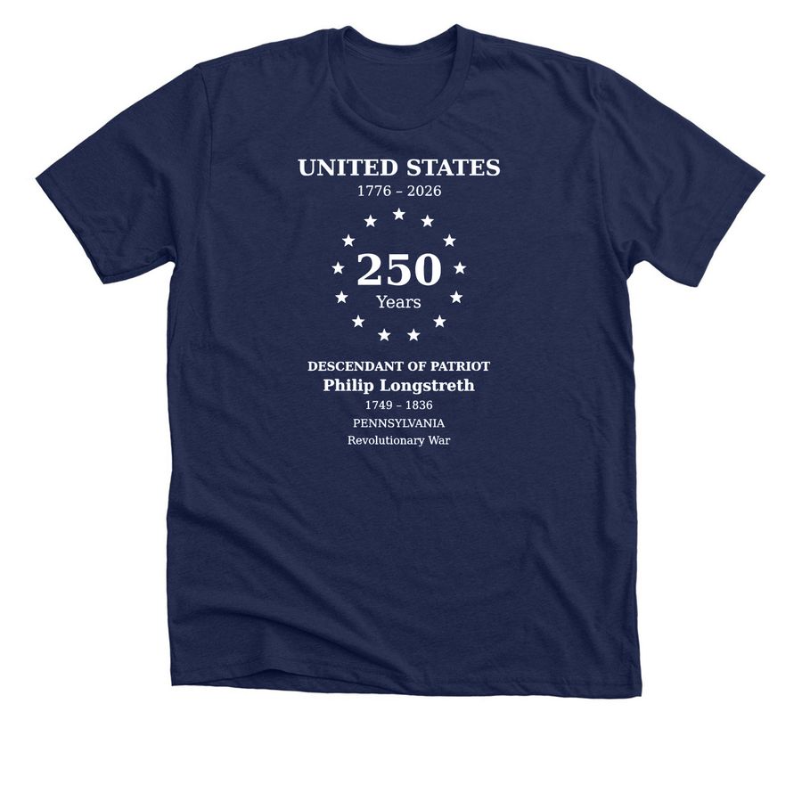Philip Longstreth FRONT, a Solid Navy Blend Premium Unisex Tee