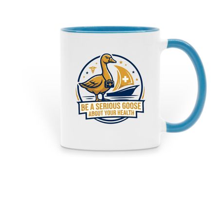 Serious Goose Coffee Mug, a Light Blue Two-Tone Ceramic Mug