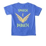 FHS Speech & Debate Merch, a Flo Blue Comfort Colors Youth Tee (back-view)