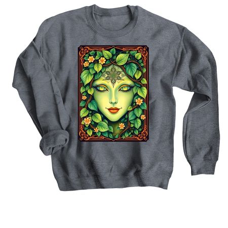 Green Lady, a Dark Heather Crewneck Sweatshirt