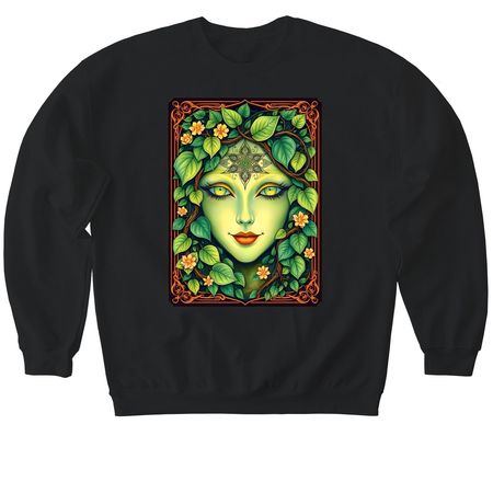 Green Lady, a Black Softstyle Crewneck Sweatshirt