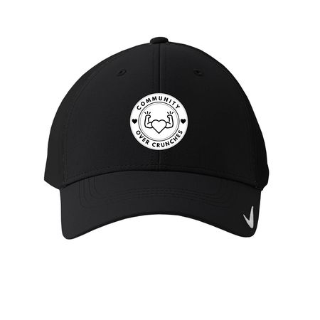 Community Over Crunches, a Black Printed Nike Dri-FIT Legacy Performance Cap