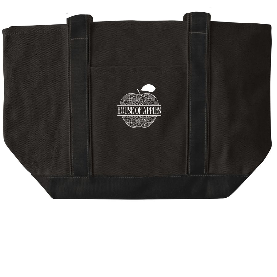 tote, a Black/Black Large Two-Tone Canvas Tote Bag