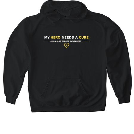 My Hero Needs a Cure, a Black Gildan Softstyle Pullover Hoodie