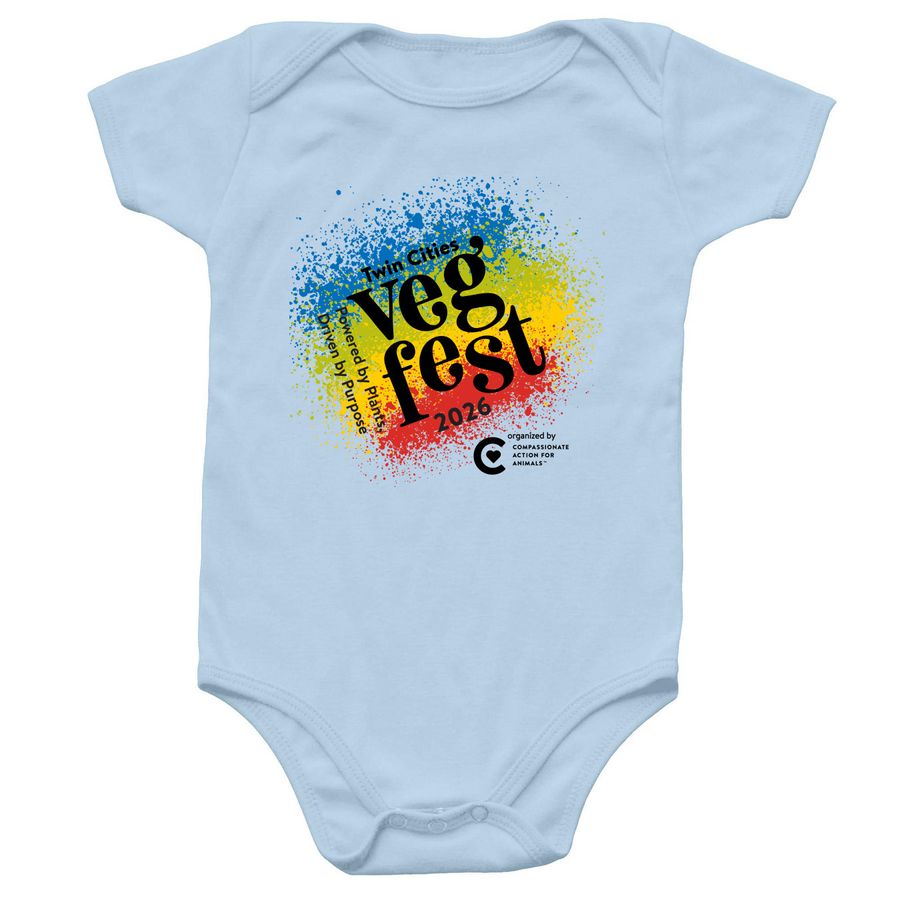 Twin Cities Veg Fest 2026 ? baby onesies, a Light Blue Infant Onesie