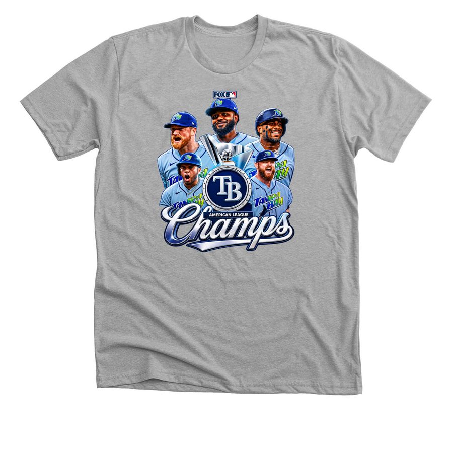 American League Champs Tampa Bay Rays Tee Bla, a Athletic Heather Premium Unisex Tee