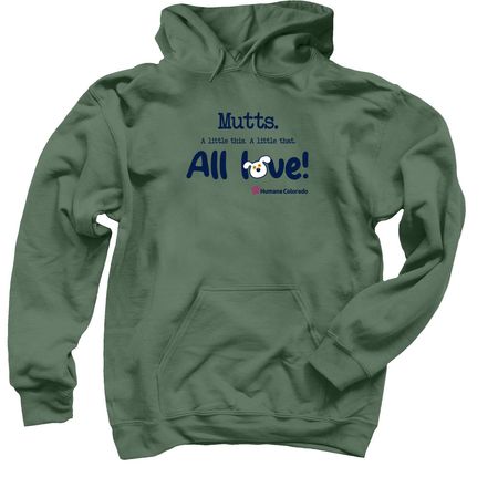 Mutts. All love!, a Military Green Pullover Hoodie