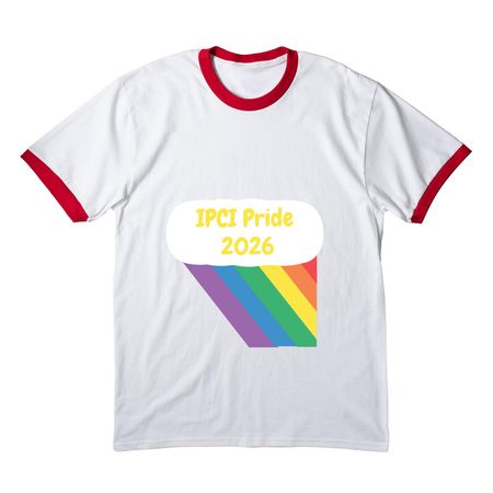 2026 IPCI Pride Shirt Campaign, a White/ Red Cotton Ringer Tee