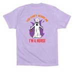 You can't scare me..., a Dark Lavender Premium Cotton Tee (back-view)