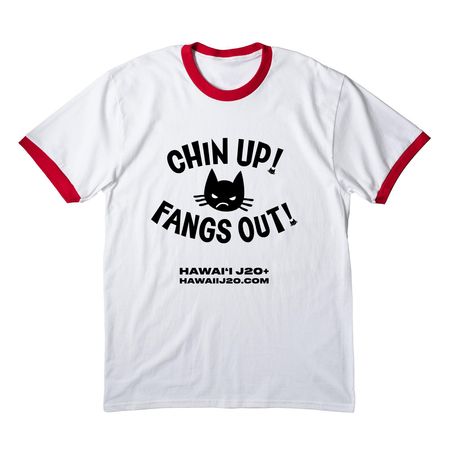 Chin Up!, a White/ Red Cotton Ringer Tee