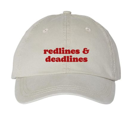 Redlines & Deadlines Hat, a Stone Printed Pigment Dye Baseball Cap