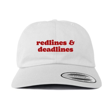 Redlines & Deadlines Hat, a White Printed Classic Baseball Cap