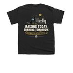 Raising Today, Training Tomorrow, a Black Youth Unisex Tee (back-view)
